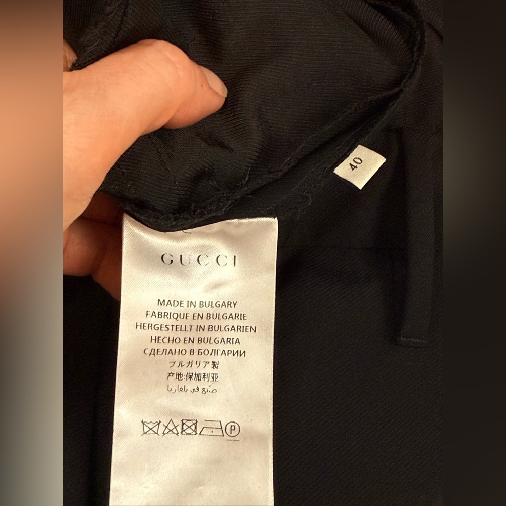 Gucci Uniform Black wool Pants Trousers raw hem size 40 pocket zip straight leg - Picture 9 of 14